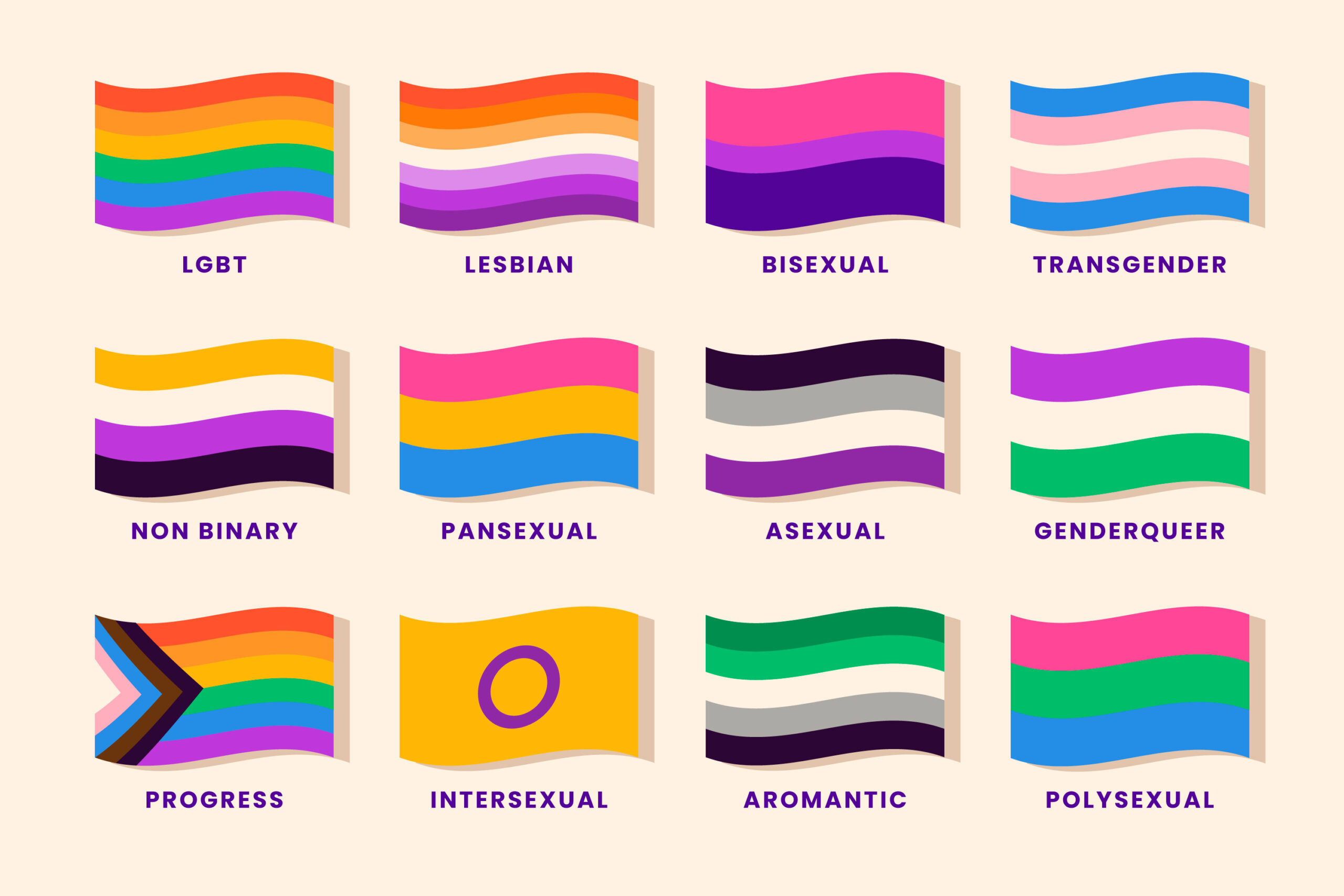 Pride month LGBTQ+ flags